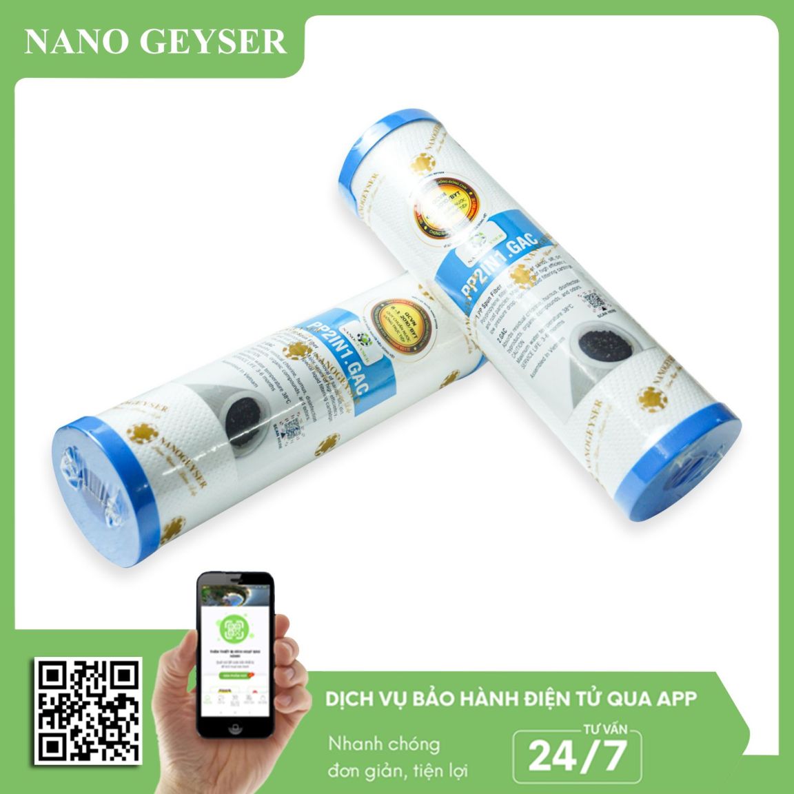 Lọc thô đầu nguồn cho nước sinh hoạt 1 cấp Nano Geyser