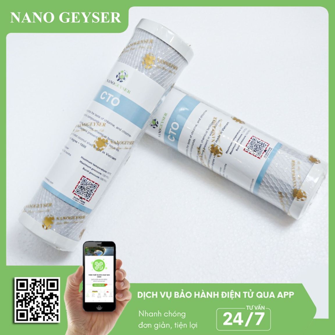 Lọc thô đầu nguồn cho nước sinh hoạt 1 cấp Nano Geyser