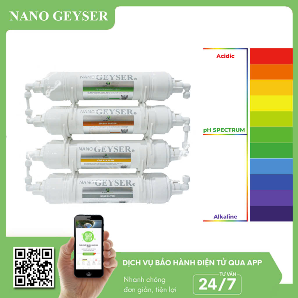 Combo 4 lõi tạo kiềm Nano Geyser - NEW Mua 4 lõi tặng 1 lõi