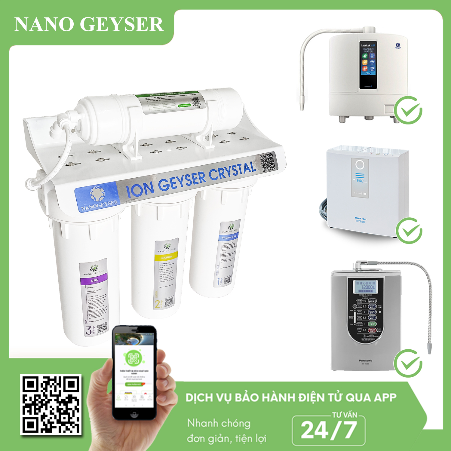 Bộ tiền xử lý cho máy Ion kiềm -  Ion Geyser Crystal Nano Geyser