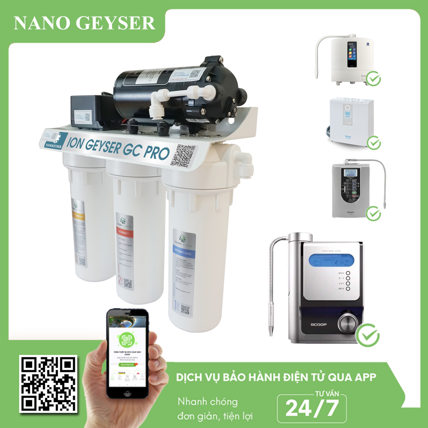 Bộ tiền xử lý nước cao cấp cho máy Ion kiềm - Ion Nano Geyser GC PRO