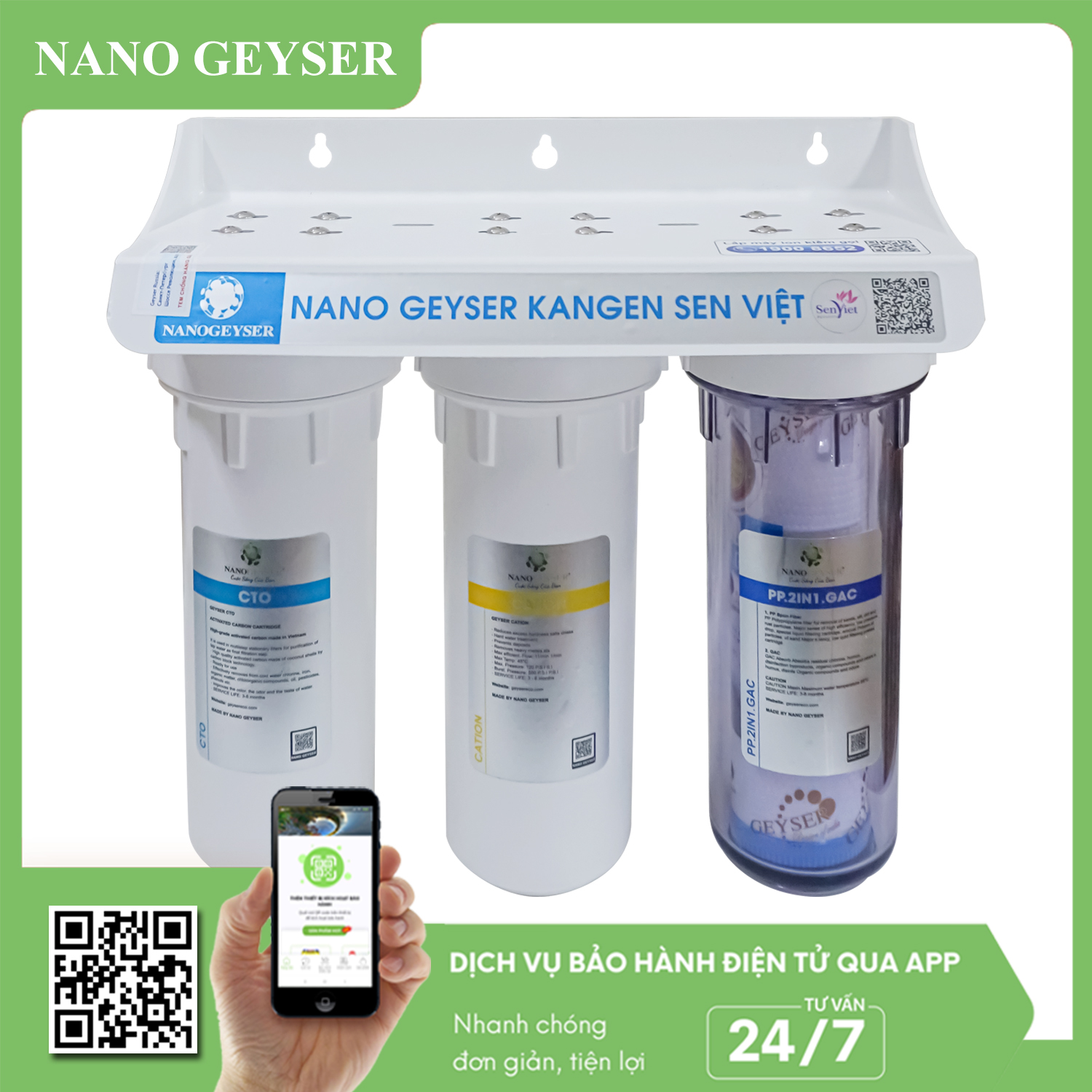 Bộ tiền xử lý nước cho máy Ion kiềm - NANO GEYSER KANGEN SEN VIỆT