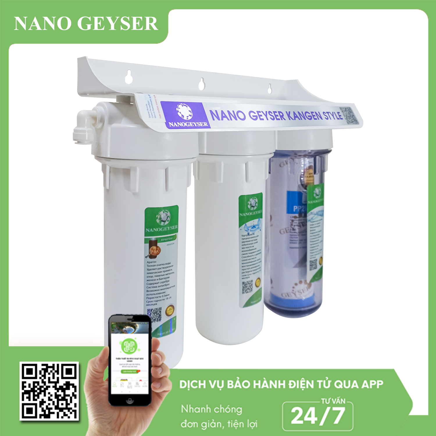 Bộ tiền xử lý nước cho máy Ion kiềm - NANO GEYSER KANGEN STYLE