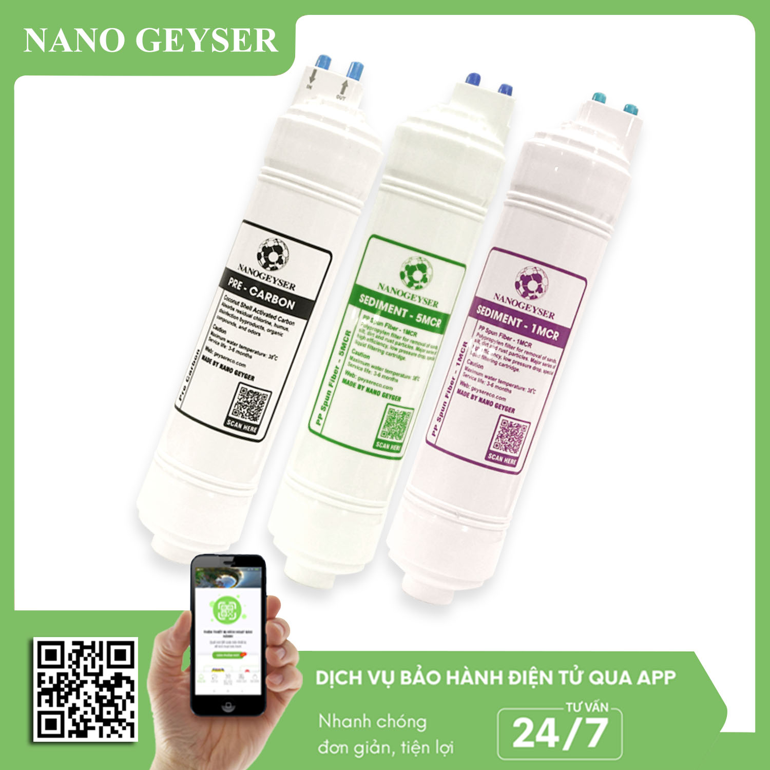 Combo Lõi Đúc 123 RO Nano Geyser