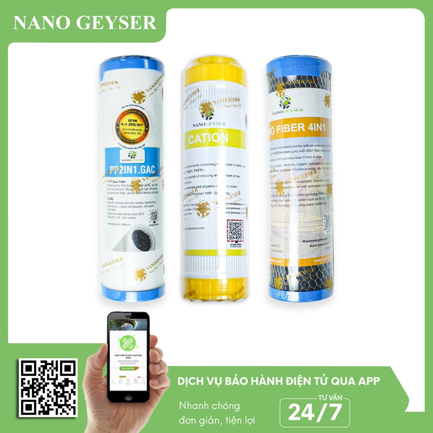Combo lõi PP 2IN1.GAC - Cation - Nano Fiber 4IN1