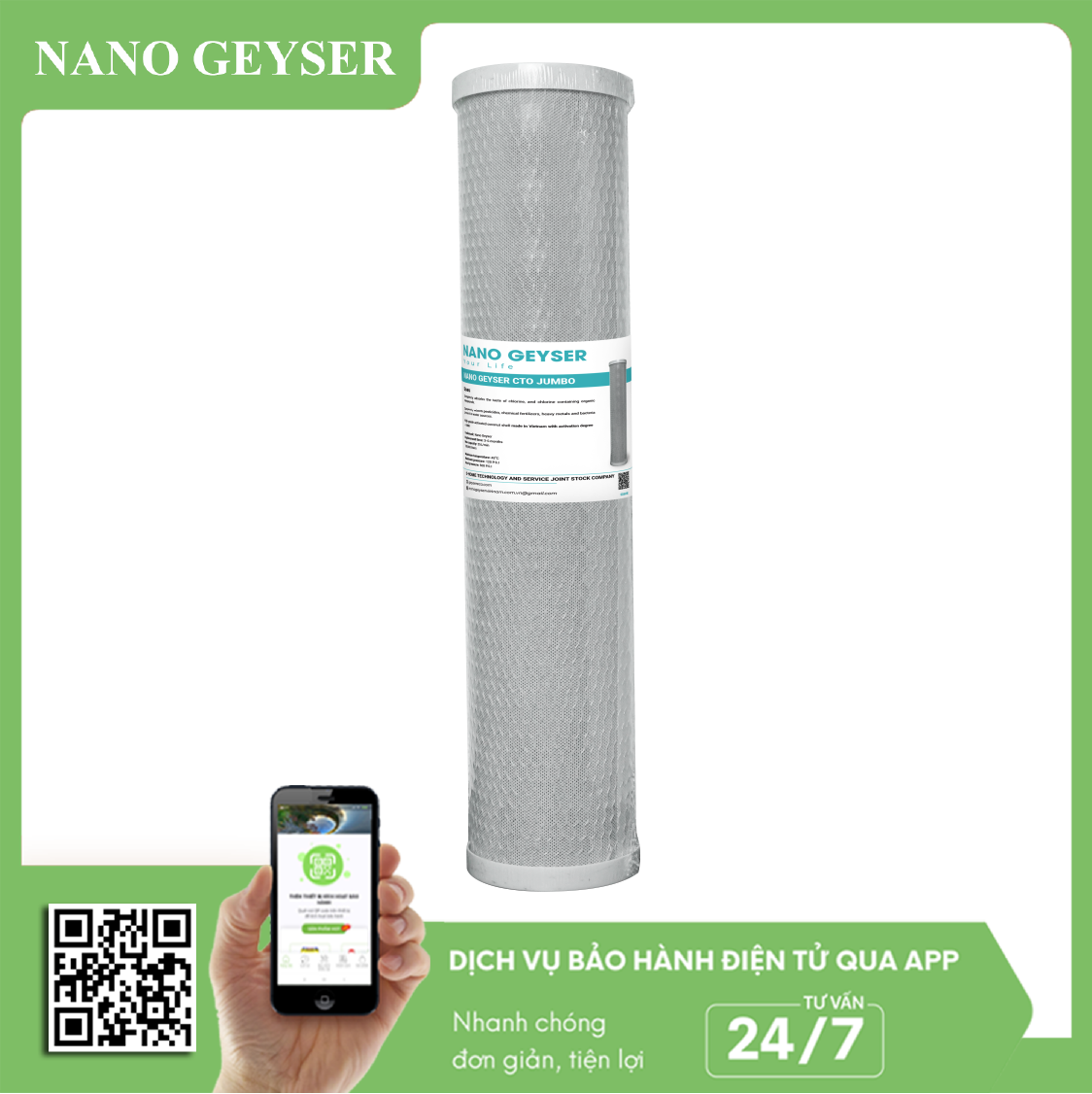Lõi lọc CTO 20 inch Jumbo Nano Geyser