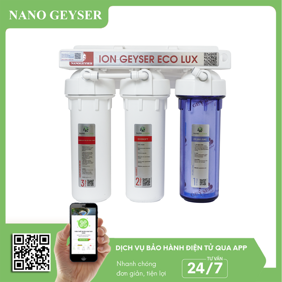 Máy lọc nước ion Geyser Eco Lux tăng cường diệt khuẩn