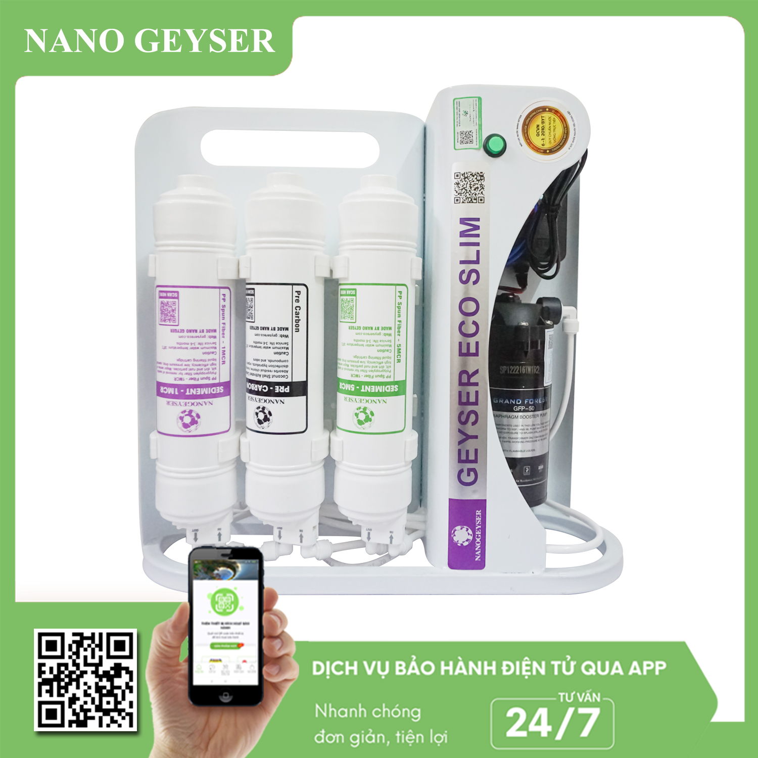 Máy lọc nước Nano Geyser Eco Slim S8