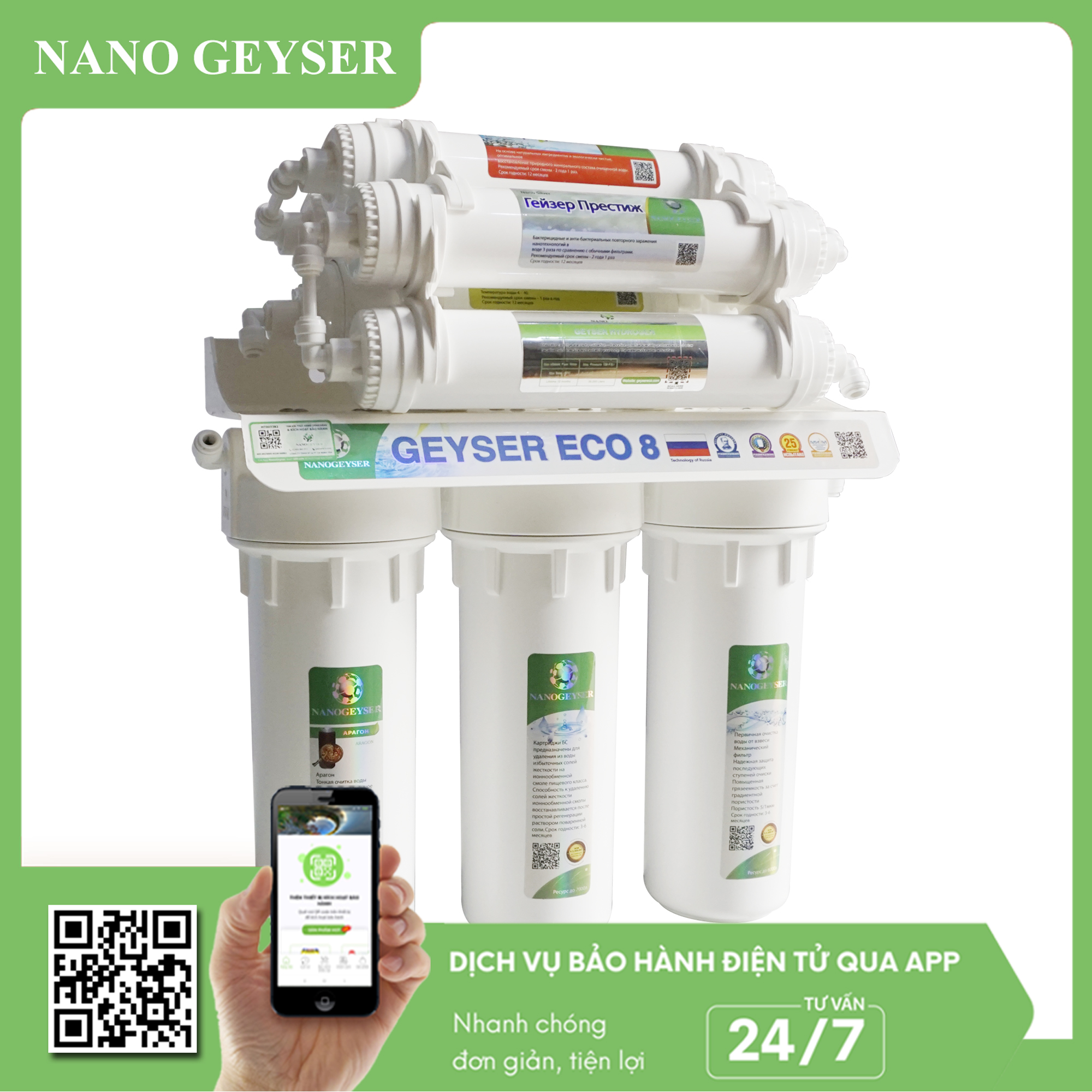 Máy lọc nước Nano Geyser Eco8 - 8 cấp