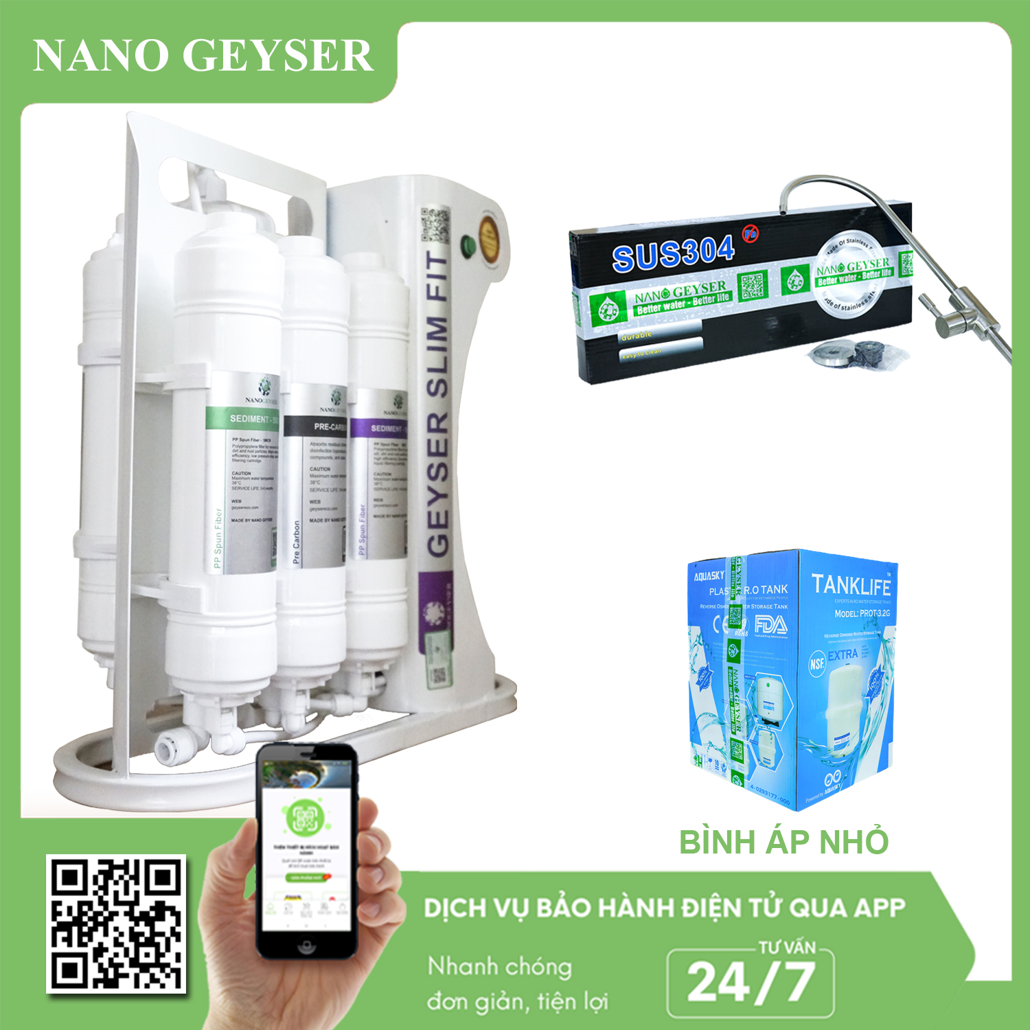 Máy lọc nước Nano Geyser Slim Fit 400G